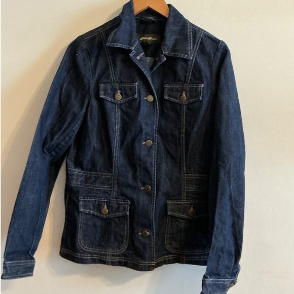 Eddie Bauer Denim jacket Vintage Size TALL M - Picture 1 of 8